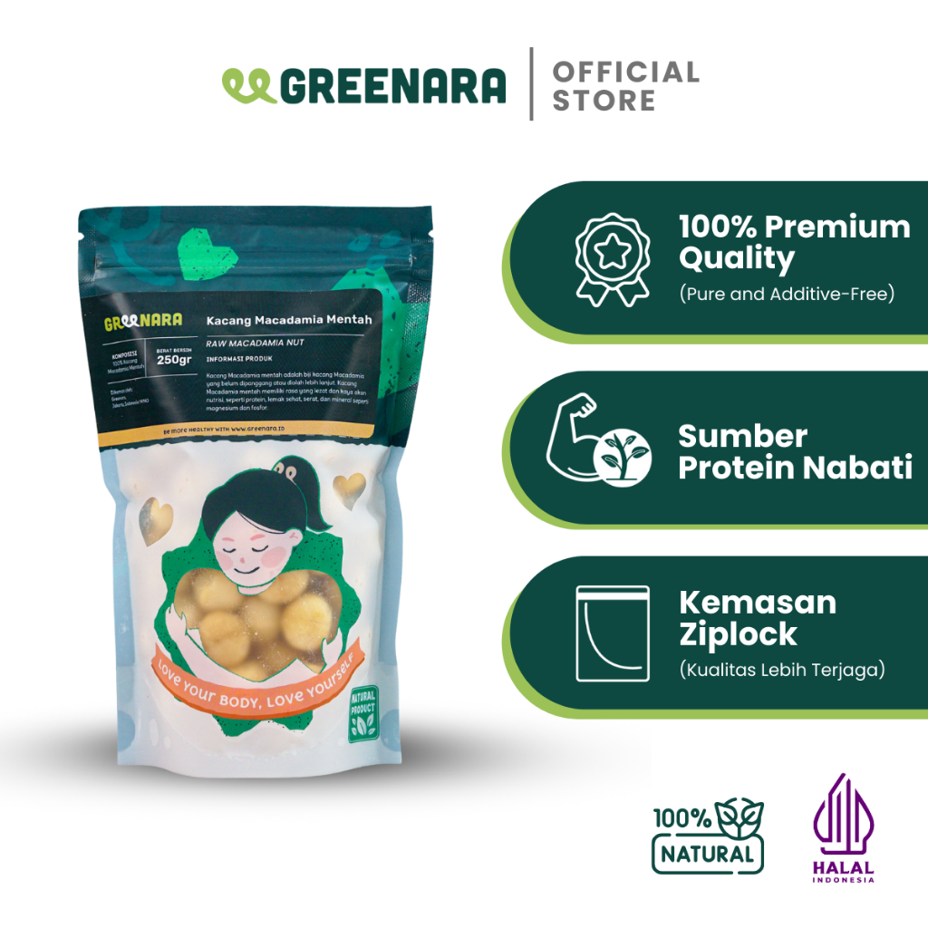 

Greenara - Kacang Macadamia Mentah 250gr / Raw Macadamia Nuts