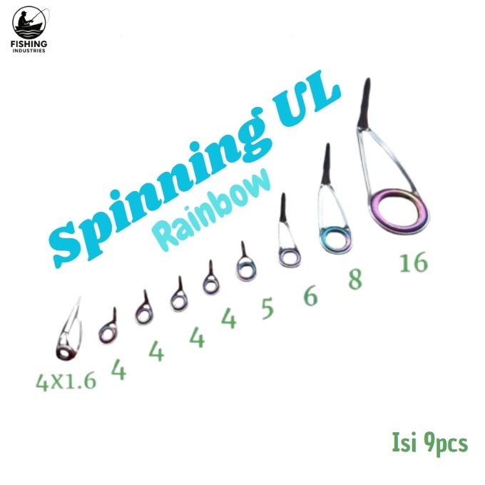 Ring Guide Joran Pancing Spinning UL Rainbow 1 Set Isi 9 Pcs Keramik Anti Karat