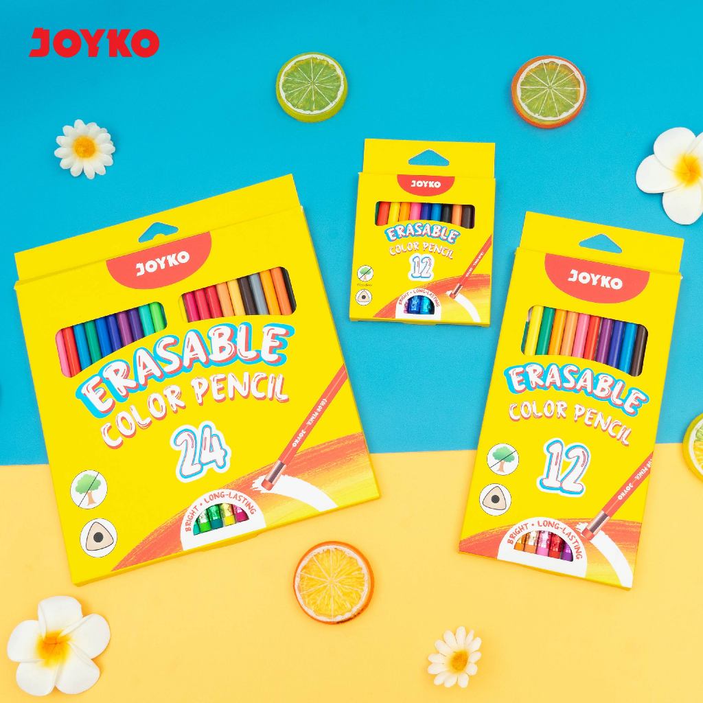 

Joyko Colour Pencil 12 24 Colours ERASABLE / Pensil Warna Joyko 12 24 Warna BISA DIHAPUS CP-0130