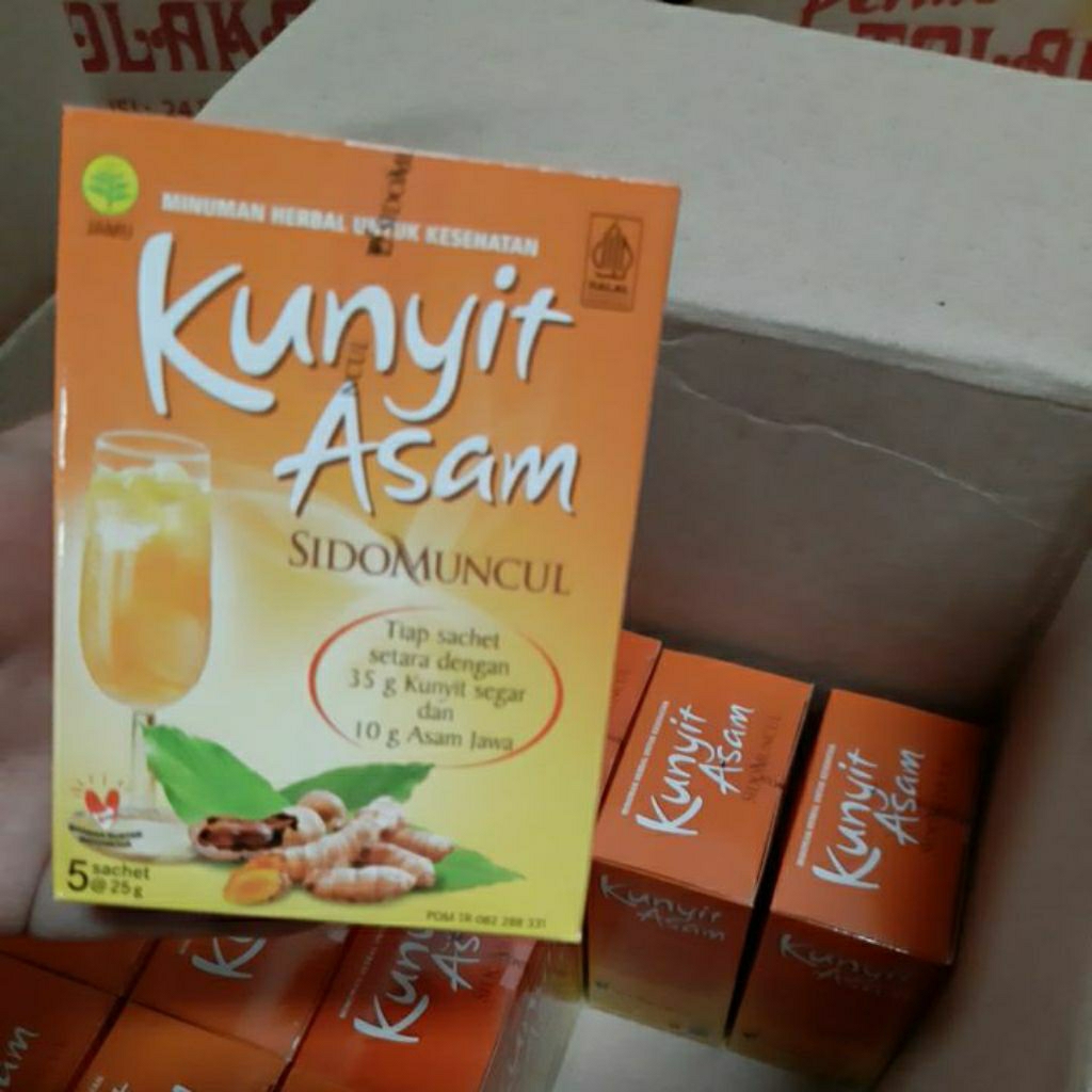 

kunyit asam reguler 1 DUS ISI 5 SACHET ASLI SIDOMUNCUL 100% ada BPOM nya