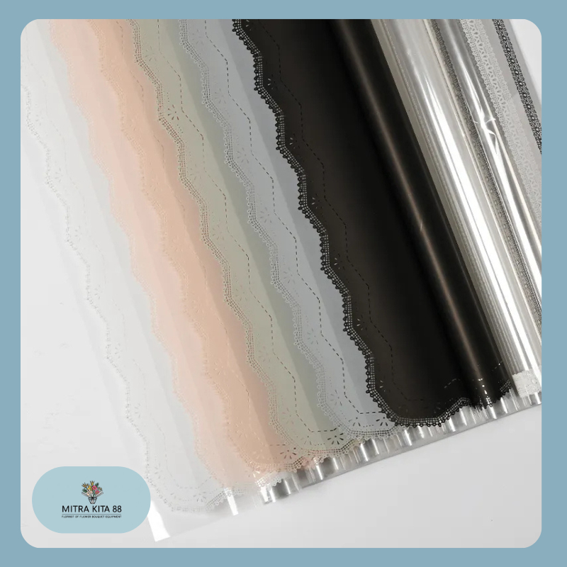 

Kertas Buket Cellophane Motif Renda Florist Waterproof Lace Frame Flower Wrapping Paper KB089