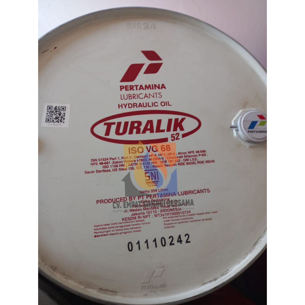 Pertamina Turalik 52 iso VG 68,Hydraulic Oil