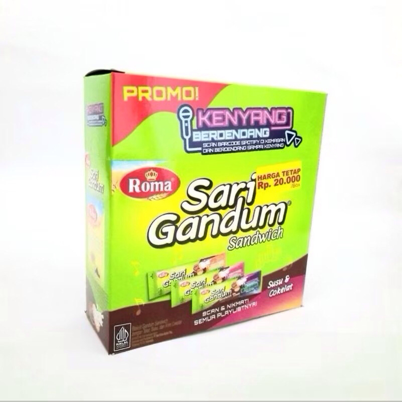 

Sari gandum sandwich susu & coklat box isi 12sachet