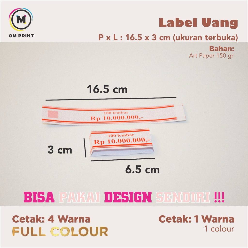 

LABEL DUIT per 50 pcs label uang Bank/ sabuk uang/ sabuk duit (custom)