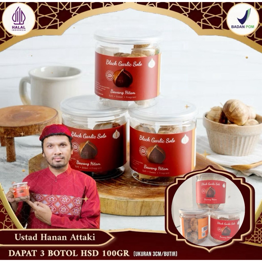 

Black Garlic Solo Paket Bundling 3 || Bawang Hitam Tunggal Paket 3 Botol || 100 Gram