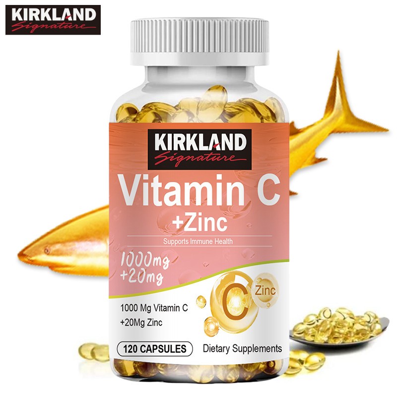 KIRKLAND Vitamin C With Zinc Capsules 1000mg Vitamin C With 20mg Zinc Capsule Immune Support, Energy