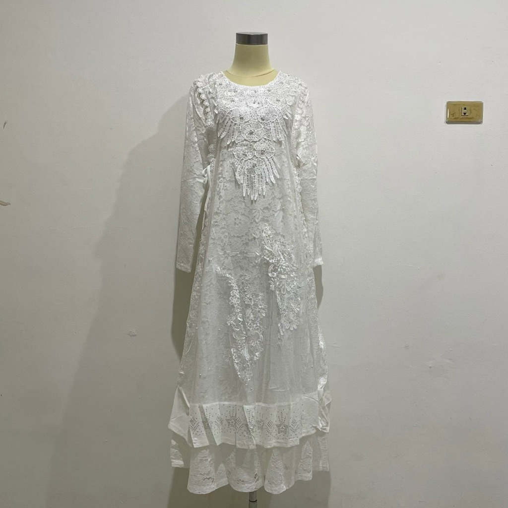 gamis putih tile YL1140