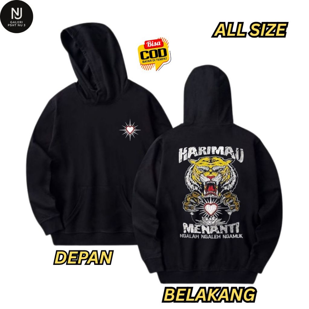 Hoodie Warga Psht-Jaket Full Bordir Harimau Menanti-Hoodie Tebal
