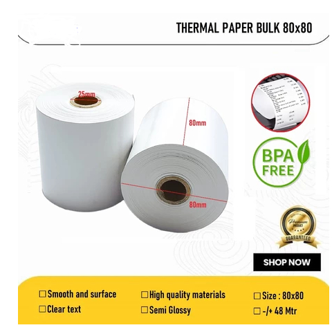 

SGM Kertas Struk Kasir isi 5pcs / Kertas Thermal 80x80 / Kertas Kasir / Kertas Kasir Thermal Roll Combo isi 5 pcs