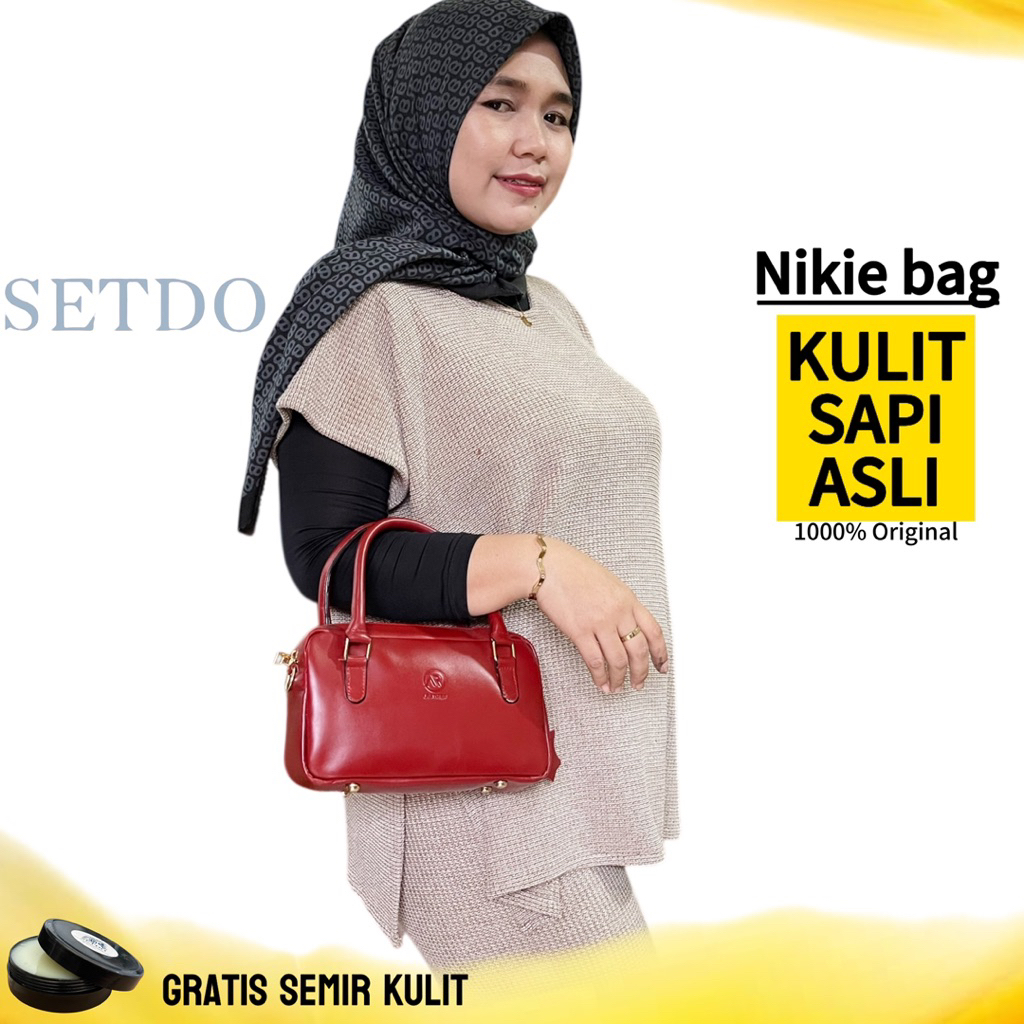 Setdo tas kulit Sapi wanita 100% ASLI KULIT PESTA KERJA ORIGINAL