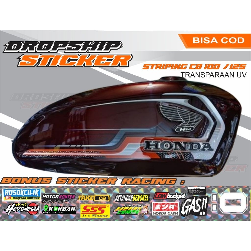 STRIPING CB100 STICKER CB100 UV TRANSPARAN, STICKER VARIASI HONDA CB 100 STRIPING CB125 TRANSPARAN