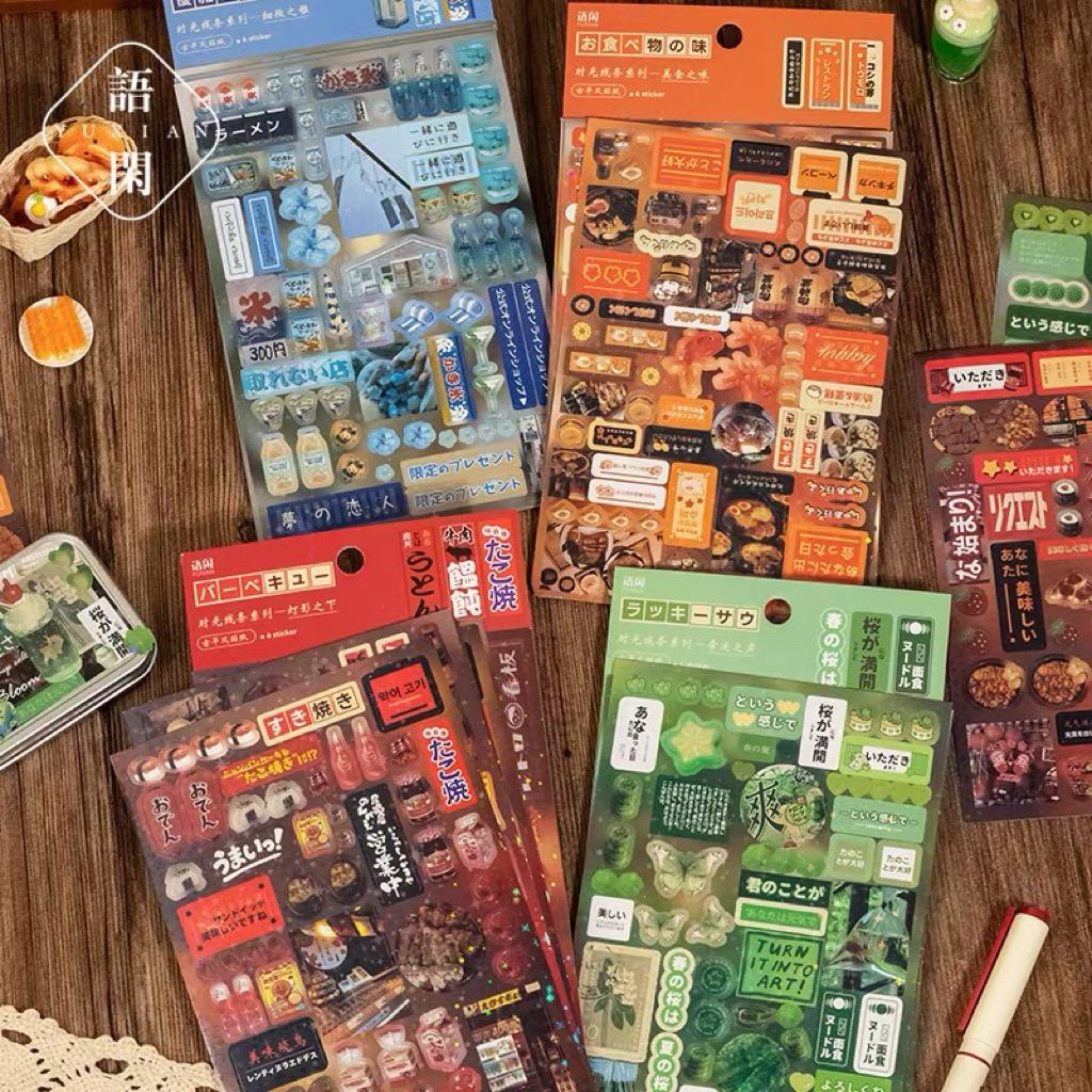 

sticker sheet japanese vibes isi 6lbr foodie dekorasi journal readystock B3236