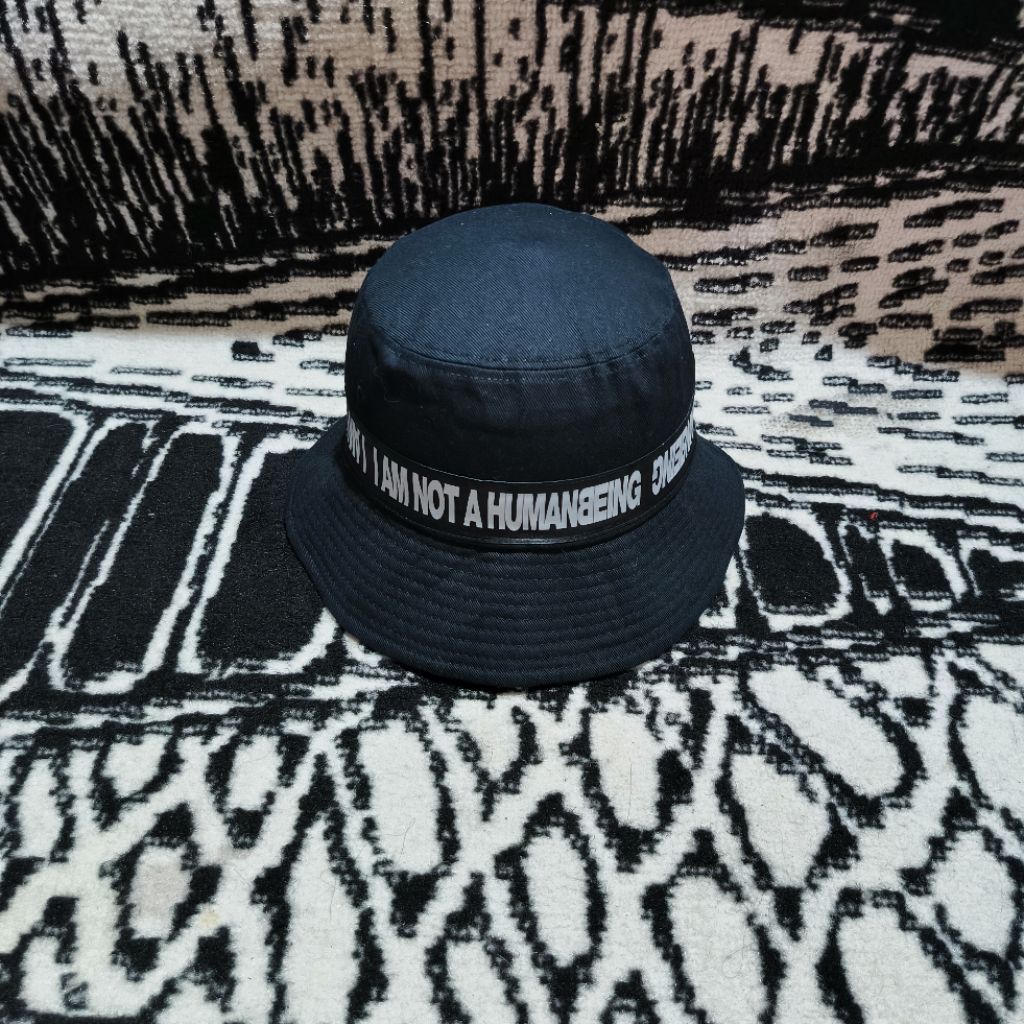 Bucket hat iam not a human being logo black