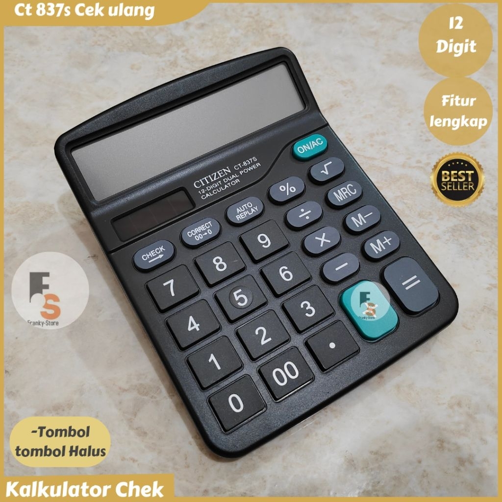 

Kalkukator Dagang 12 Digit Layar Besar 2 Dual Power Cek Ulang Ct 837 s