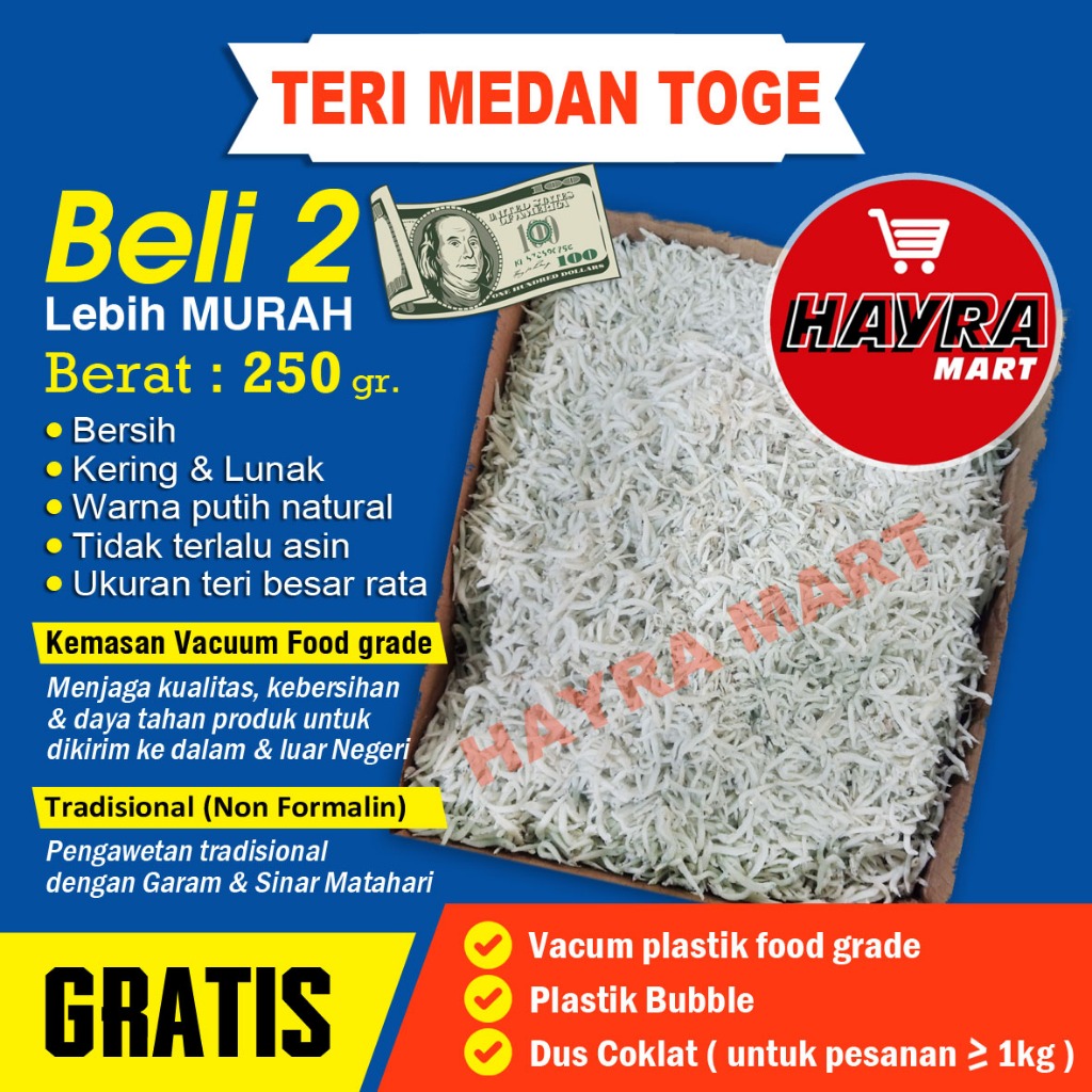 

Teri Medan Toge size Besar & Rata Super 250 gram