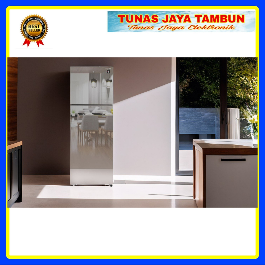 KULKAS SHARP SJ 456 GI-MS / KULKAS SHARP 2 PINTU INVERTER  / KULKAS SHARP 456 GI-MS INVERTER 352 LIT
