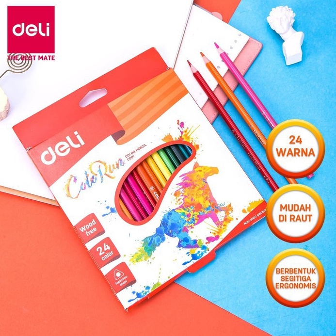 

KODE F45C DELI Pensil Warna Colorun 24 Warna Panjang EC12