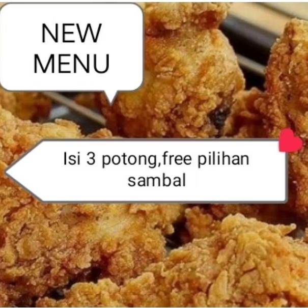 

FRIED CHIKEN, 3 pcs free sambal.