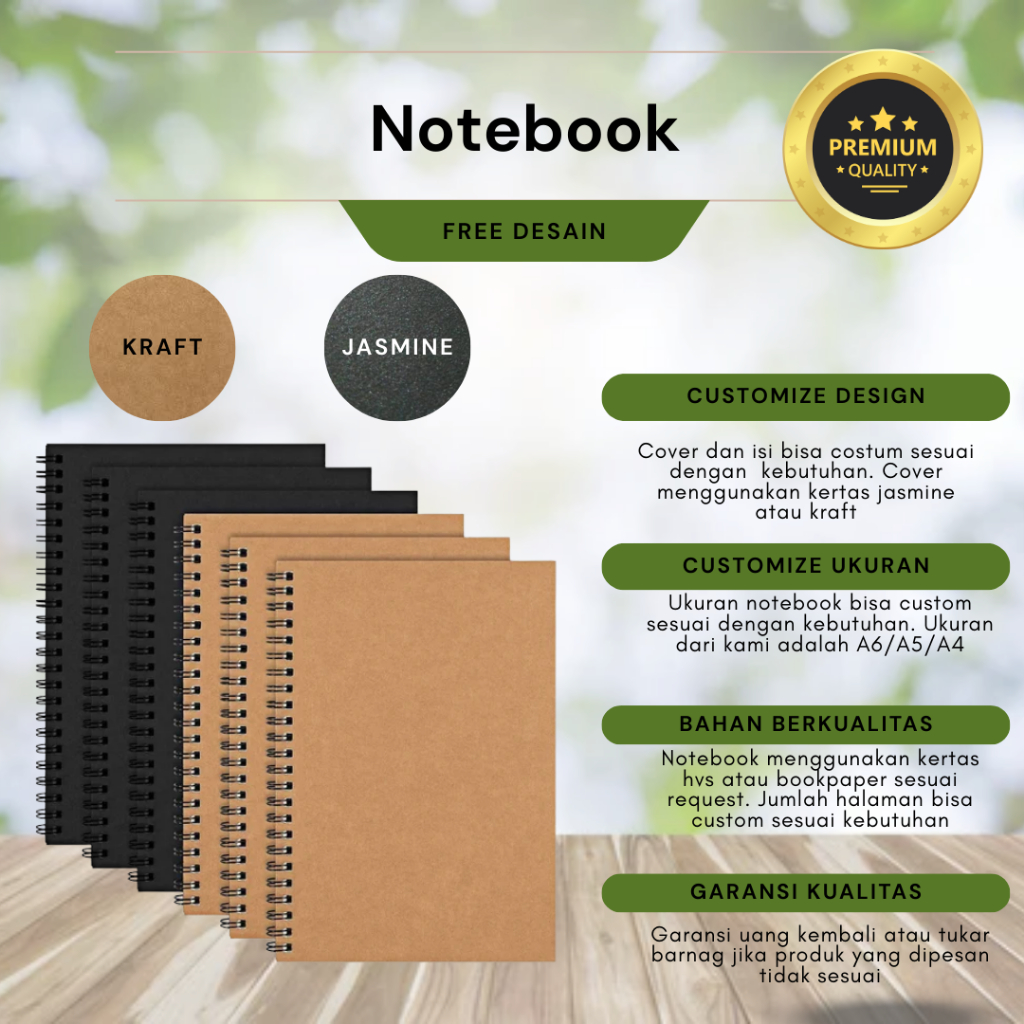 

Blocknotes Unik Cover Kraft/Jasmine Jilid Spiral | Cover dan Isi Bisa Custom (AJ-Custom)