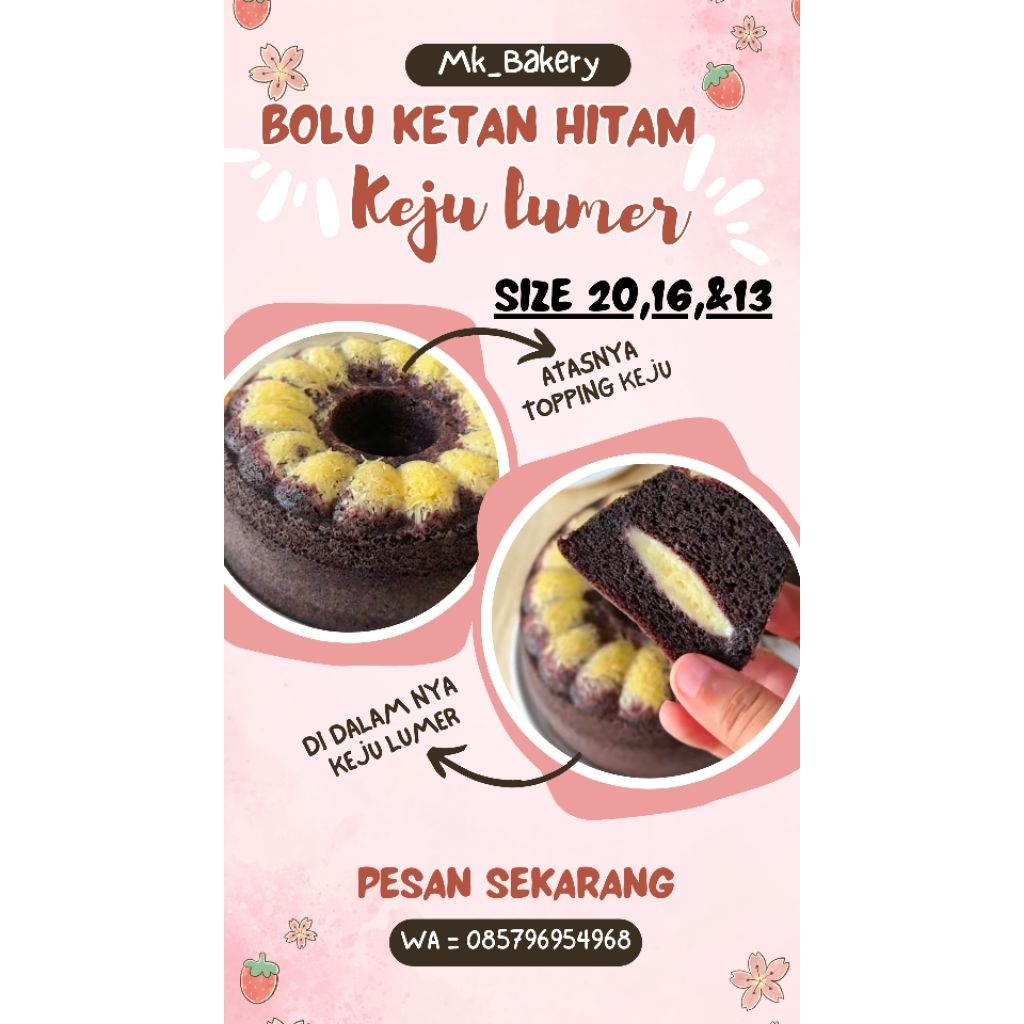 

Bolu Ketan Hitam isi keju lumer