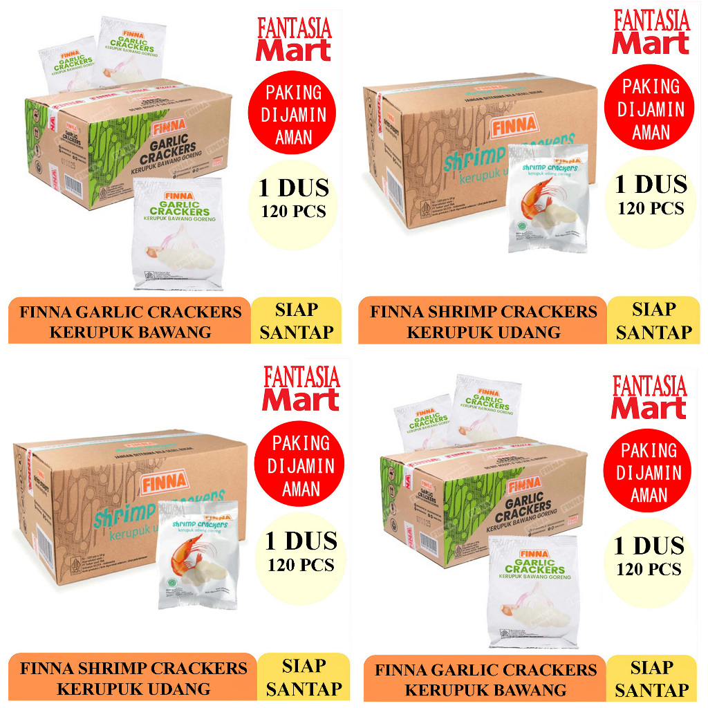 

FINNA CRACKERS KERUPUK GORENG SIAP SANTAP DUS 120 PCS FANTASIA DENGAN PAKING AMAN