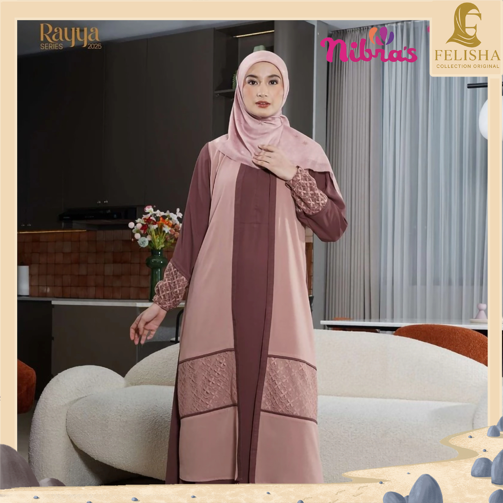 Nibras - Sarimbit Lebaran Keluarga Gamis Dewasa Elagan Ivory Gamis Busui Friendly Original Terbaru