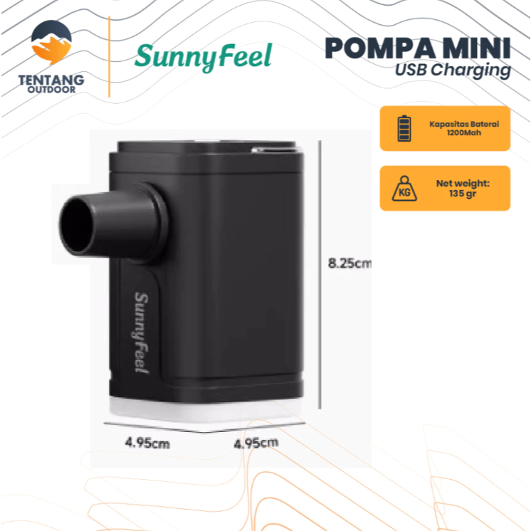 Pompa Udara Multifungsi Air Pump Foldable SUNNYFEEL USB Camping Pompa Angin Kasur