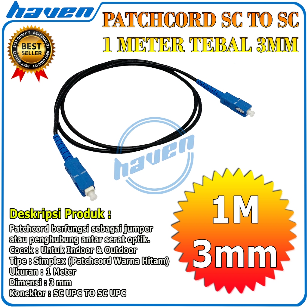 Kabel Patch Cord Outdoor SC UPC - SC UPC 1M 3mm Hitam / Black Patchcord Outdoor SC/UPC - SC/UPC 1M 3