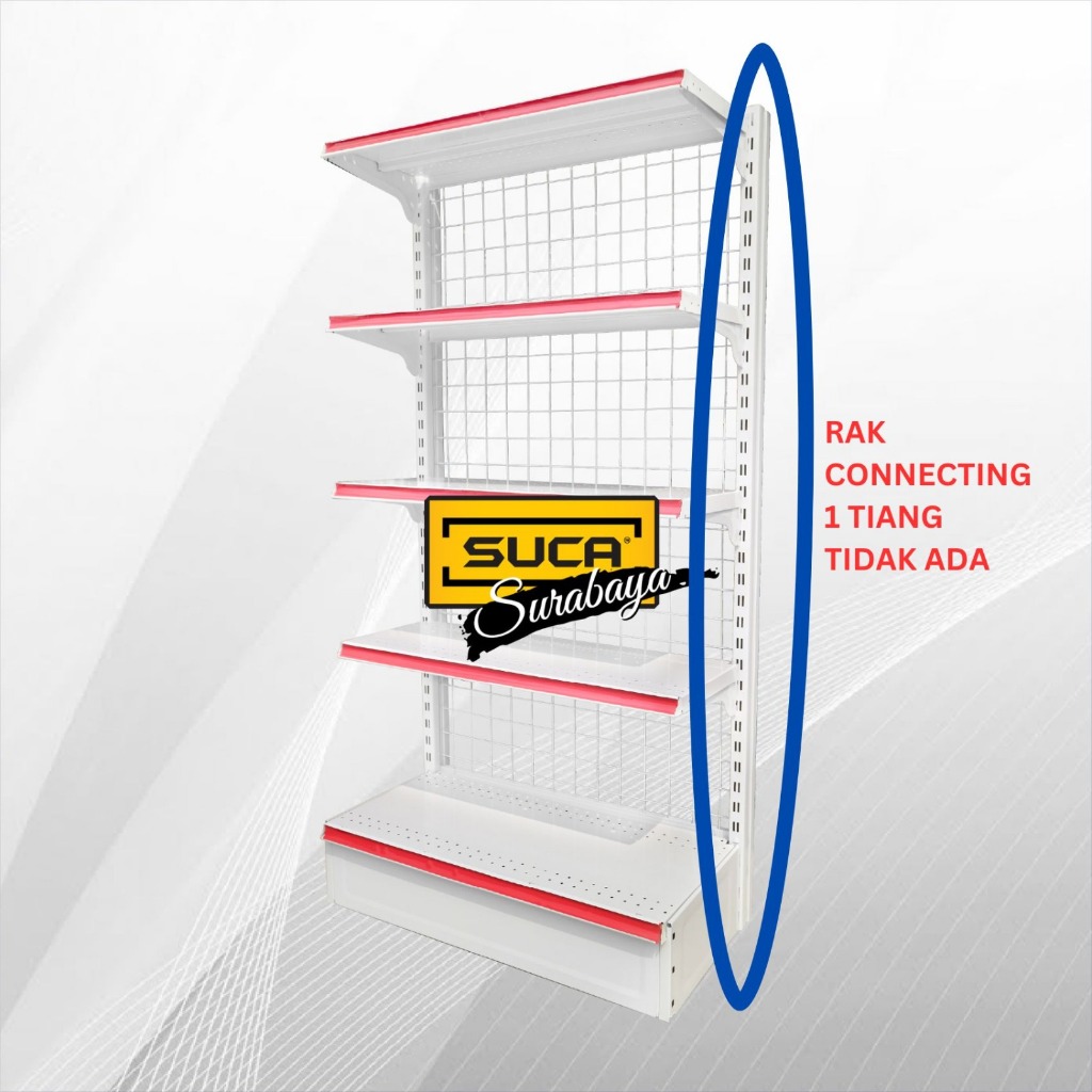 Rak Minimarket Wall Gondola T 1.2M 4 Hambalan (Connect) - A2