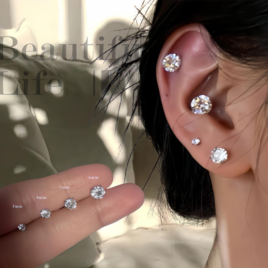 Tidak perlu tindik telinga, jepitan telinga magnetik berlian zirkon super berkilau untuk wanita tanp