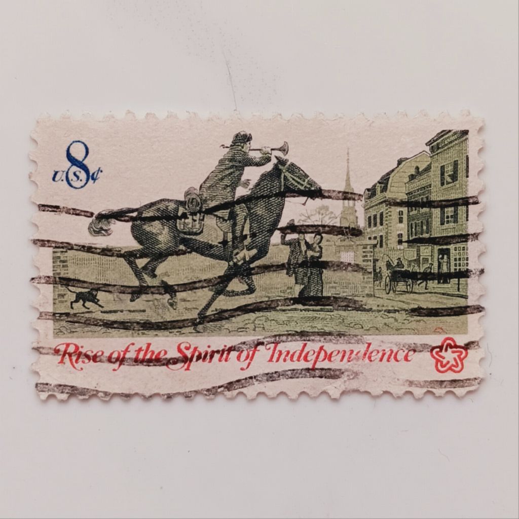 

(AA) Perangko Amerika Serikat 1973 American Bicentennial: Rise of the Spirit of Independence - Postrider 8 cent Used