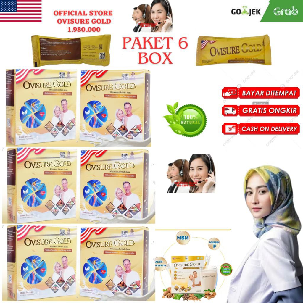 

[ PAKET 8 BOX ] OVISURE GOLD SUSU OBAT DAN VITAMIN Membantu Mengatasi Kerusakan Tulang Dan Sendi, Saraf Kejepit, Rematik, Nyeri otot, Osteoporosis, Osteoarthritis, Degeneratif