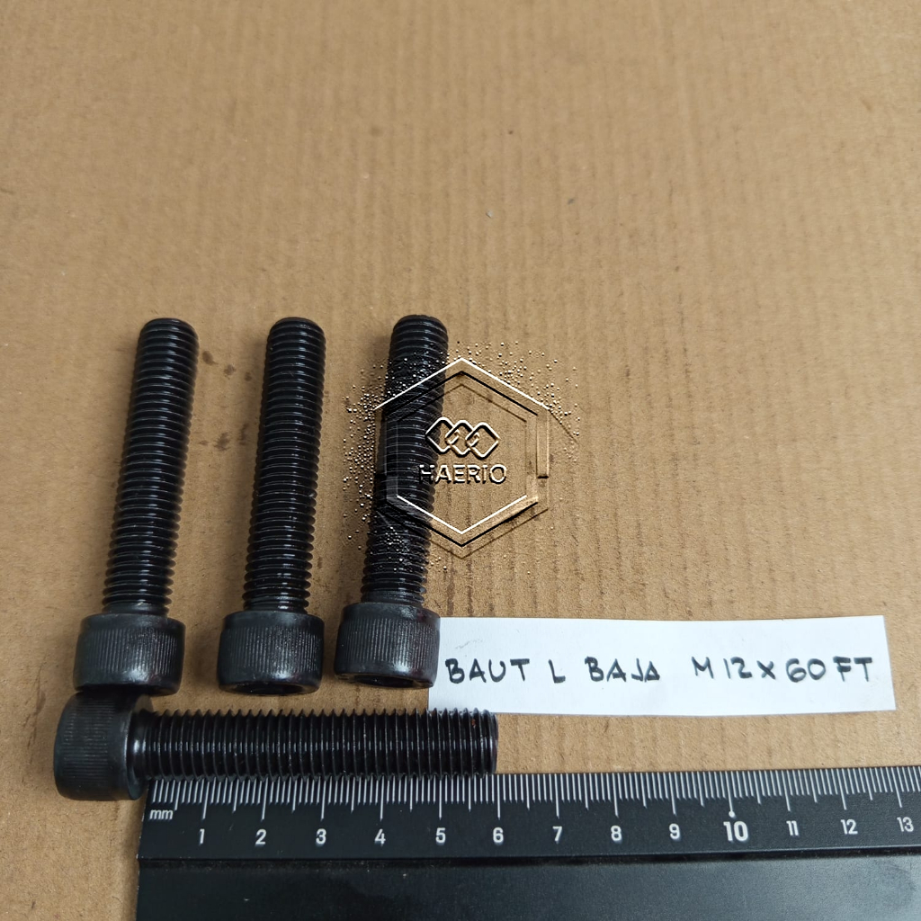 BAUT L M12X60 (6CM) FULL DRAT BAJA BAUT L BAJA M12 X 60 GRADE 12.9 BAUD L BAJA M12 PANJANG 6 CM / BA