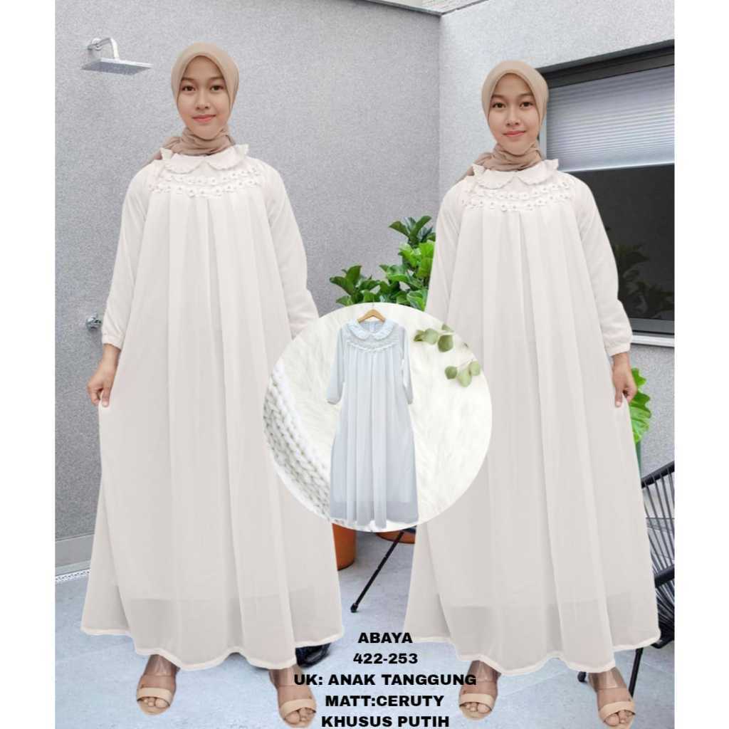 Gamis Putih Anak Tanggung  Kekinian -Abaya Putih Mewah Dan Elegan  Terbaru