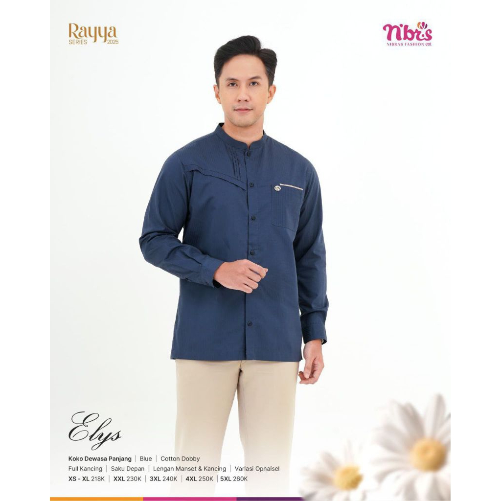 Koko Nibras terbaru Elys Blue / Koko Nibras Elys / koko lengan panjang Navy