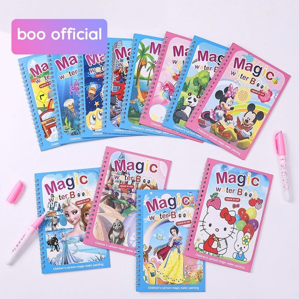 buku edukasi anak belajar bermain GROSIR WATER MAGIC BOOK ( Buku mewarnai air)