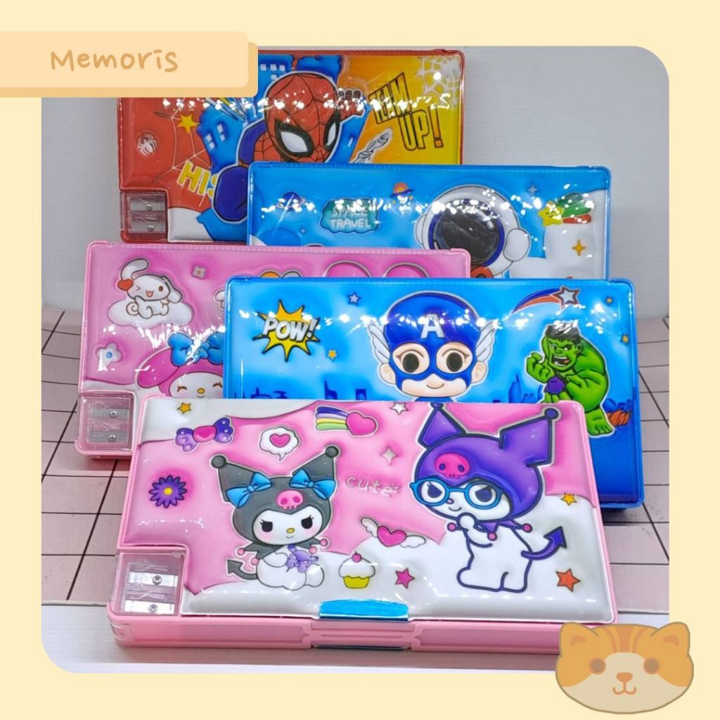 

Kotak Pensil Case Magnet Plastik Big Kuromi Melody Space Spiderman Kapten Amerika Labubu