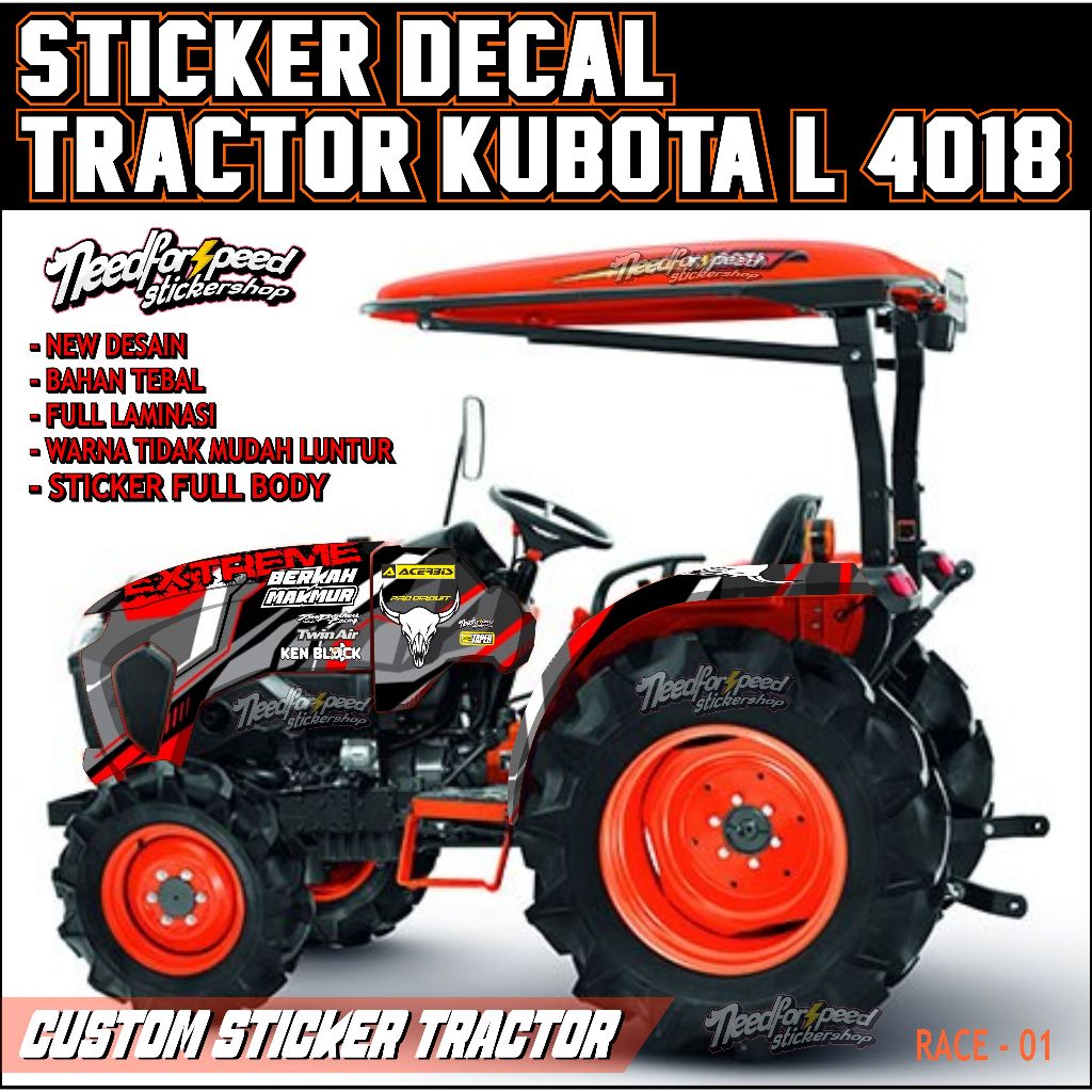 STICKER DECAL TRACTOR KUBOTA L4018