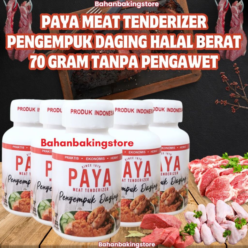 

PAYA MEAT TENDERIZER PENGEMPUK DAGING SAPI, AYAM, KAMBING HALAL BERAT 70 GRAM TANPA PENGAWET