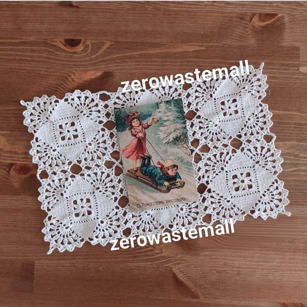 taplak meja persegi panjang/segi empat rajutan handmade - 09