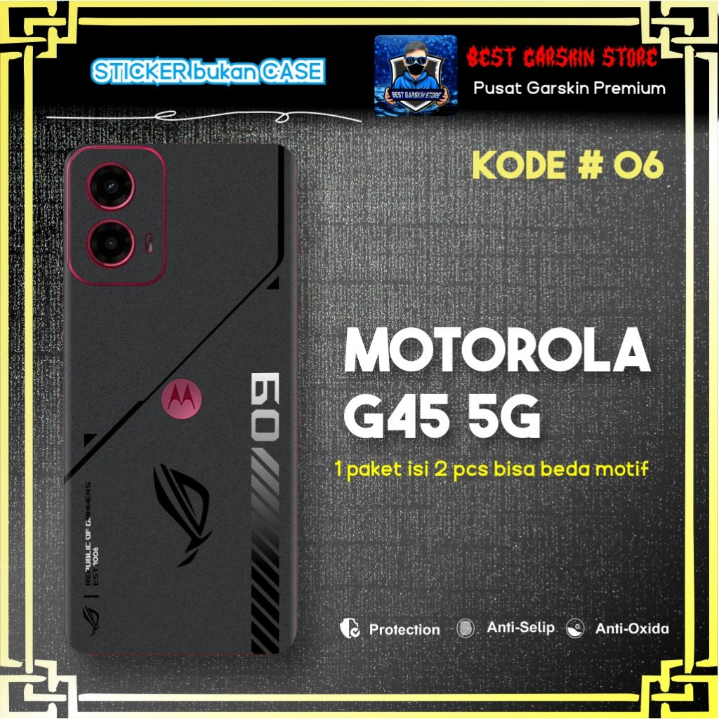Isi 2 pcs Garskin Stiker Protector Motorola Moto G45 5G Motif 06-10 ( Bisa Request Gambar sendiri)