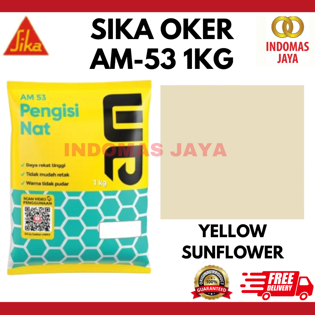 Sika Oker Nat Keramik AM 53 Pengisi Nat Tile Grout Semen Yellow Sunflower 1Kg