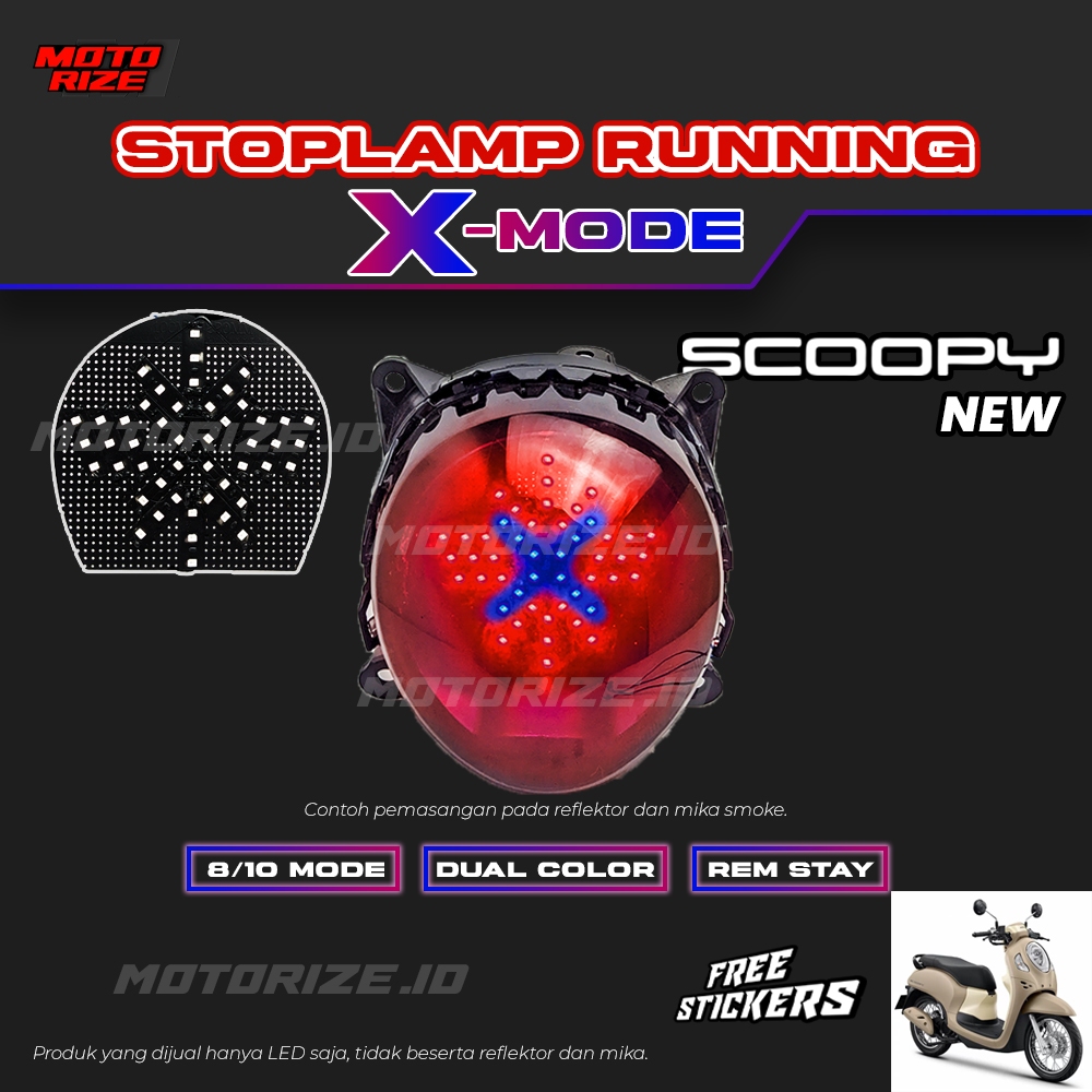 Stoplamp Running X Mode Scoopy New ampu Rem LED Motor Variasi Motorize