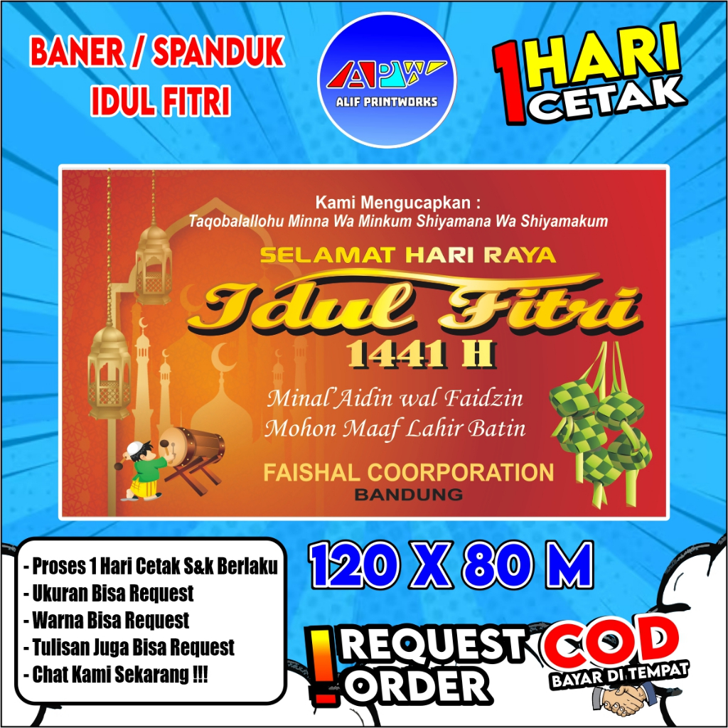 Spanduk Idul Fitri / Baner Idul Fitri , Idul Adha 120x80 cm