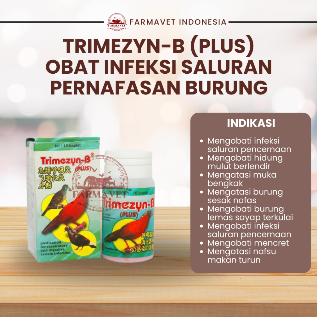 Trimezyn-B (Plus) Medion Obat Burung Sesak Nafas Hidung Berlendir Ngorok Diare Trimezyn B Botol