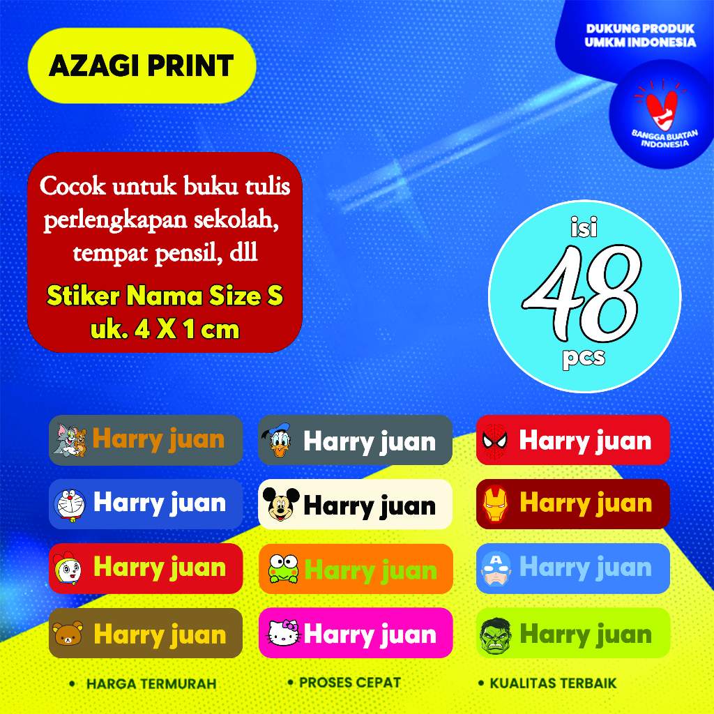 

Stiker Label Nama Anak Custom Ukuran S Isi 48 Pcs Label Nama Anak Stiker Pensil Warna Label Pensil Label Botol Minum Sticker Tempat Makan Stiker Mainan Stiker Buku Stiker Kalkulator Warna Warni Disney Tsum Tsum Karakter