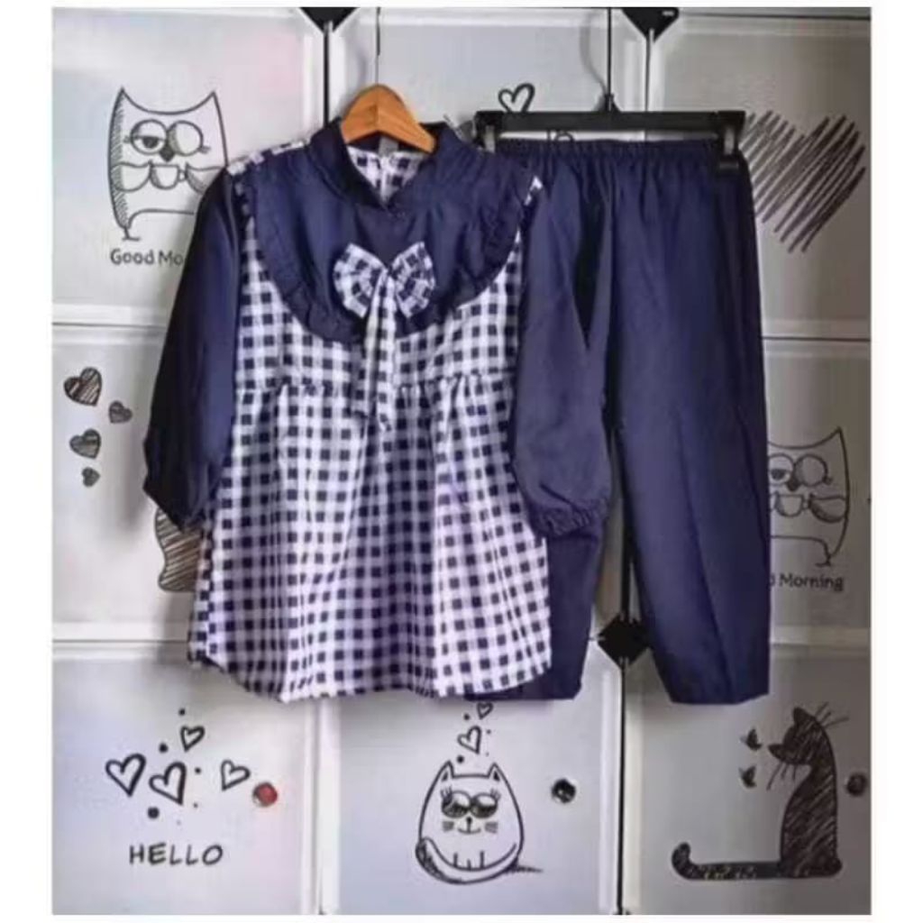 BajuSetelanMuslimAnakTerbaruOneSetAnakPerempuanQueenshaOneSetPitauntuk1-8Tahunby