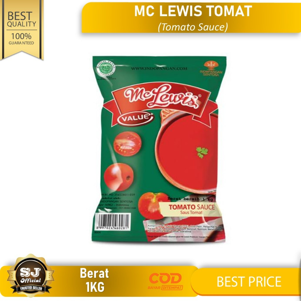 

Mc Lewis Saus Tomat 1Kg / Mc Lewis Tomato Sauce / Saus Tomat HALAL