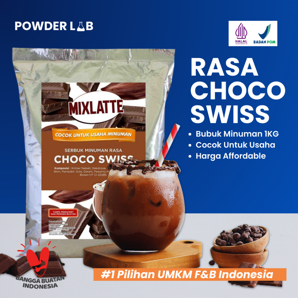 

Bubuk Minuman Rasa Choco Swiss 1KG | Powder Drink Premium - Rasa Premium, Cocok untuk Usaha Cafe & UMKM