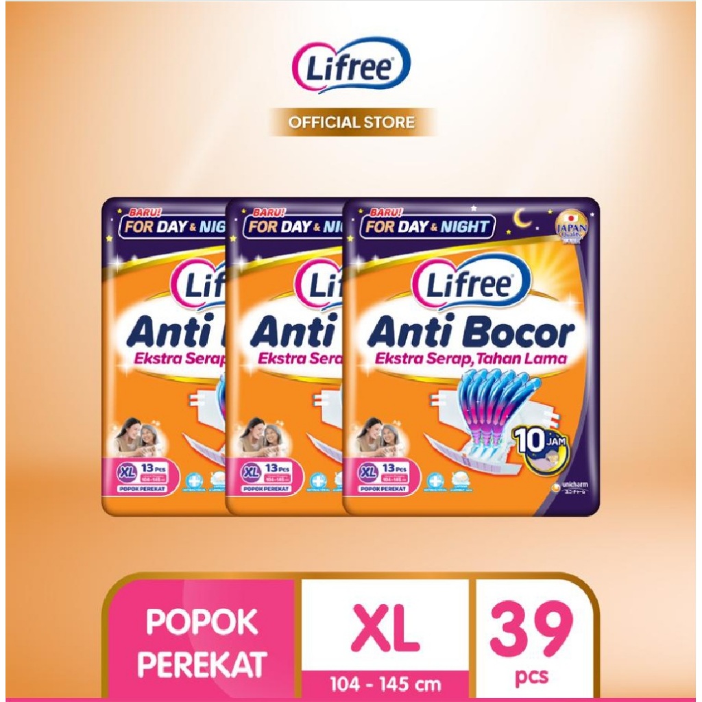 [ 3 Packs ] Popok Dewasa Lifree Perekat - XL 13 - [Bundle]